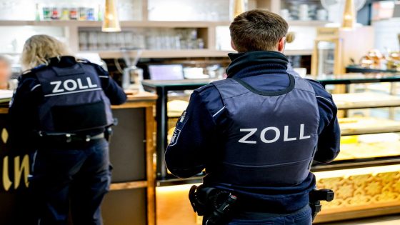 Zollbeamte kontrollieren in der Innenstadt in einem Cafe die Einhaltung des Mindestlohns. Mehrere Hundert Beamtinnen und Beamte der Hauptzollämter sind in ganz Deutschland für Schwerpunktkontrollen zur Einhaltung des Mindestlohns unterwegs.