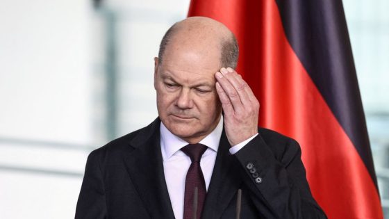 German Chancellor Olaf Scholz attends a press conference with British Prime Minister Rishi Sunak (not pictured) at the Chancellery in Berlin, Germany, April 24, 2024. REUTERS/Liesa Johannssen